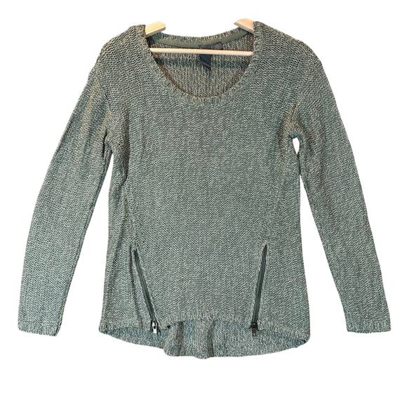 Quinn Green Marled Sweater High hi Low Zipper Detail S Small - Picture 1 of 7